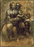 'The Virgin and Child with Saint Anne and Saint John the Baptist', c. 1490. Painting by Leonardo da Vinci -1452-1519-