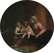 'The Virgin and Child with the Infant Saint John the Baptist'. 1599 - 1600. O... Painting by Annibale Carracci -1560-1609-