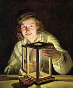 The Young Stableboy With A Stable Lamp, 1824 Painting by Ferdinand Georg Waldmuller