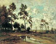 Theodore Rousseau -Paris 1812 - Barbizon 1867-. The Colliers' Hut in the Forest of Fontainebleau ... Painting by Theodore Rousseau -1812-1867- Theodore Rousseau -Paris 1812 - Barbizon 1867-. The Colliers' Hut in the Forest of Fontainebleau ... Painting by Theodore Rousseau -1812-1867-