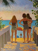 Three Beach Girls Painting by David Gilmore