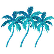 Three Coconut Palm Trees Painting by Jan Matson