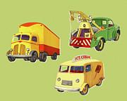 Three Various Trucks Drawing by CSA Images