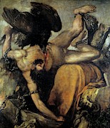 'Ticius', 1548-1549, Italian School, Oil on canvas, 253 cm x 217 c... Painting by Titian -c 1485-1576-