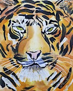 Tiger Eyes Painting by Ann Frederick