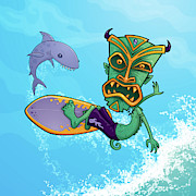 Tiki Surfer Digital Art by John Schwegel