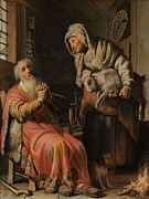 Tobit and Anna with the Kid. Painting by Rembrandt van Rijn -mentioned on object-