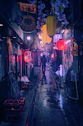 Tokyo Blue Rain Photograph by Javier De La