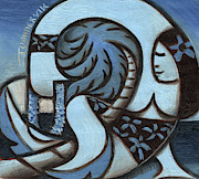 Tommervik Blue Hawaiian Woman Holding Lei Art Print Painting by Tommervik