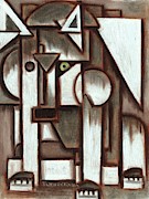 Tommervik Geometric Gray Abstract Wolf Art Print Painting by Tommervik
