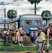 Trailer Park Garden Drawing by Stevan Dohanos Trailer Park Garden Drawing by Stevan Dohanos
