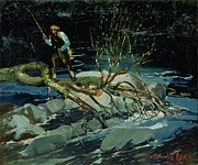 Trout Fishermen, Berk Hills Artwork By George Benjamin Luks