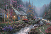 Twilight Cottage Painting by Thomas Kinkade Studios