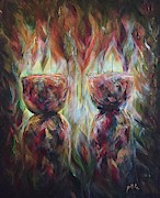 Twin Latte Stones Painting by Michelle Pier Twin Latte Stones Painting by Michelle Pier