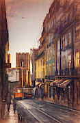 Twin Trams of Lisbon Portugal  Photograph by Carol Japp
