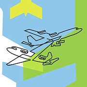 Two Airplanes Drawing by CSA Images Two Airplanes Drawing by CSA Images