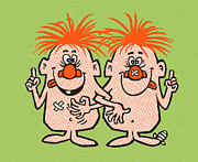 Two Bandaged Characters Drawing by CSA Images Two Bandaged Characters Drawing by CSA Images