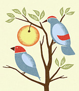 Two Birds in Tree Drawing by CSA Images Two Birds in Tree Drawing by CSA Images