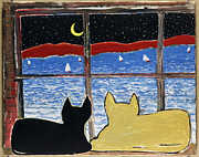 Two Cats By Sickles Painting by Peter Sickles
