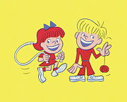 Two Children Playing Drawing by CSA Images Two Children Playing Drawing by CSA Images
