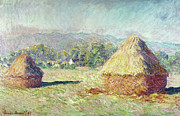 Two Haystacks By Claude Monet Painting by Claude Monet