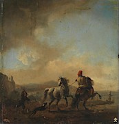 'Two Horses', ca. 1650, Dutch School, Oil on panel, 33 cm x 32 cm, P02146. Painting by Philips Wouwerman -1619-1668-