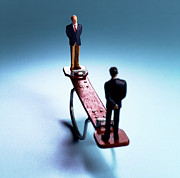 Two Men on See-Saw Drawing by CSA Images