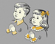 Two Praying Children Drawing by CSA Images Two Praying Children Drawing by CSA Images
