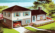 Two Story House Drawing by CSA Images Two Story House Drawing by CSA Images