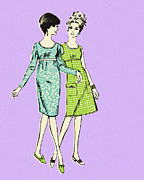 Two Stylish Women Drawing by CSA Images