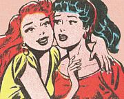 Two Women Hugging Drawing by CSA Images Two Women Hugging Drawing by CSA Images
