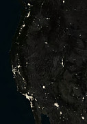 Us West Coast At Night Photograph by Science Photo Library