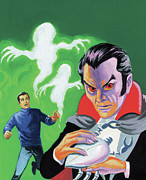 Vampire and Frightened Man Drawing by CSA Images