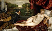 Vecellio di Gregorio Tiziano / 'Venus with an Organist and a Dog', ca. 1550, Italian School. Painting by Titian -c 1485-1576-
