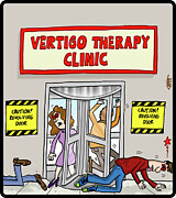 Vertigo Therapy Clinic Has A Dizzying Revolving Door Drawing by Jon Carter
