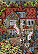 Victorian Hares 1 Painting by Amy E Fraser