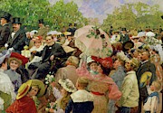 Vienna Lord Mayor Karl Lueger riding in his coach during the flower-corso in the Vienna Prater,1904. Painting by Wilhelm Gause