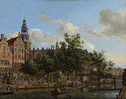 View Of Oudezijds Voorburgwal With The Oude Kerk In Amsterdam, C.1670 Painting by Jan Van Der Heyden