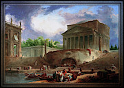 View of Ripetta by Hubert Robert Painting by Rolando Burbon