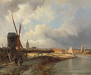 View of The Hague. View of The Hague from the Delftse Vaart in the Seventeenth Century. Painting by Cornelis Springer -1817-1891- View of The Hague. View of The Hague from the Delftse Vaart in the Seventeenth Century. Painting by Cornelis Springer -1817-1891-