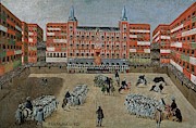 View of the Plaza Mayor during the ferias. Marianne of Austria and Charles II. 17th century. Painting by Album View of the Plaza Mayor during the ferias. Marianne of Austria and Charles II. 17th century. Painting by Album