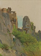 View Of The Ruins Of Sulov Painting by Ladislav Mednyanszky