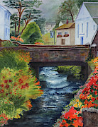 The Village Bridge Painting by Karen Fleschler The Village Bridge Painting by Karen Fleschler