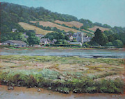 Village of Axmouth on the river Axe Painting by Martin Davey