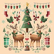 Vintage Holiday Christmas Jubilee Painting by Little Bunny Sunshine