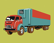 Vintage Semi Truck Drawing by CSA Images Vintage Semi Truck Drawing by CSA Images