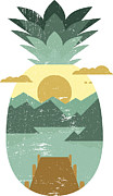 Vintage Tropical Fruit Pineapple Digital Art by Mister Tee