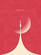 Vostok Rocket - Moon Red Digital Art by Organic Synthesis