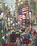 wall street NY Painting by Miroslaw  Chelchowski