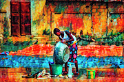 Wash Day African Art Photograph by Debra and Dave Vanderlaan